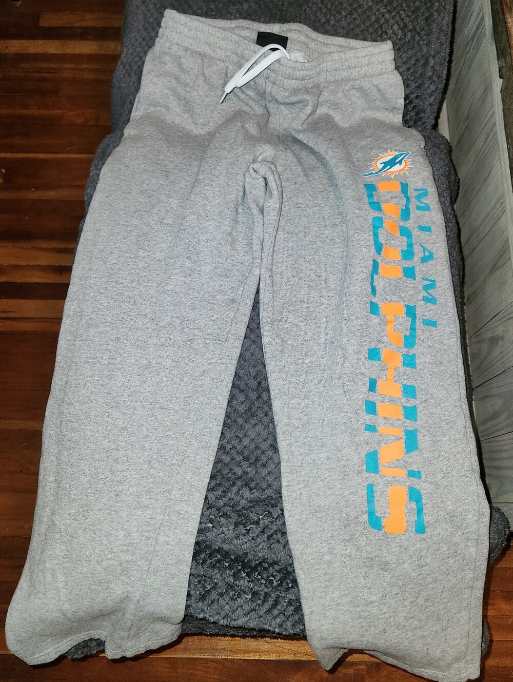 NFL Team Apparel Miami Dolphins Youth L 14/16 Gray Fleece Sweatpants